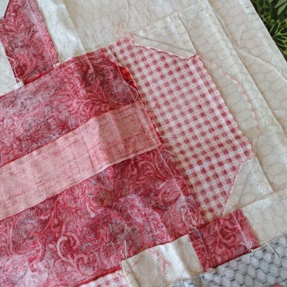 Quilted Farm Tractor Quilt Block Fabric Panel Red Green Pillow Cover Wallhanging - Picture 13 of 13